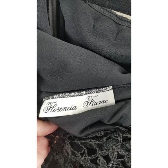 Florencia Fiume Black Lace Gothic Prom Formal Evening Gown Dress laced back - Picture 8 of 8